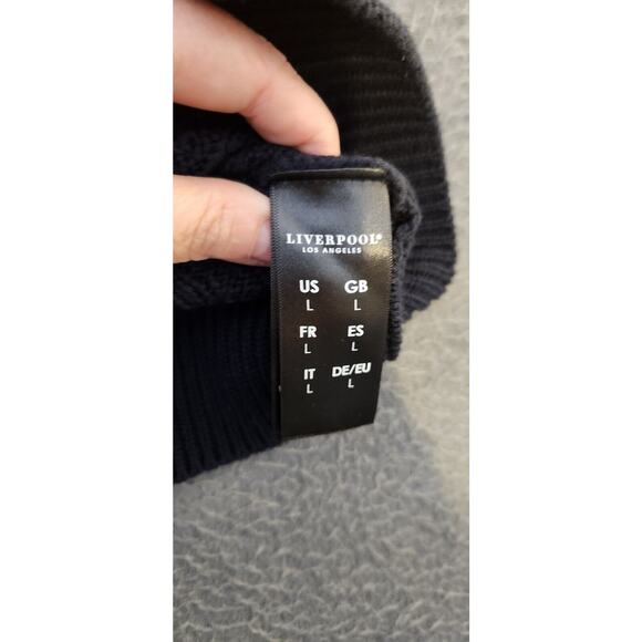 Liverpool Fisherman Cable Knit Cardigan Sweater Men's Sz L‎ Preppy Navy Blue - Picture 7 of 10